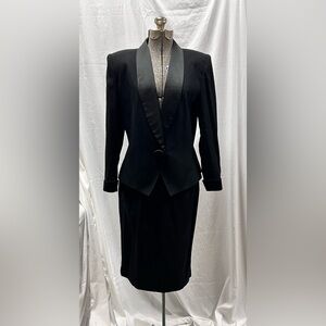 Kasper for A.S.L. Black Blazer and Skirt Set Size 10